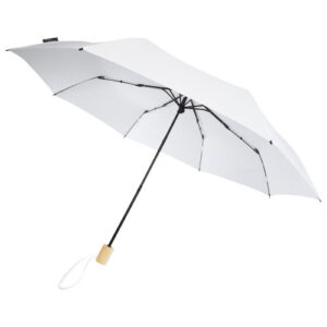 Birgit 21'' faltbarer winddichter Regenschirm aus recyceltem PET - weiss