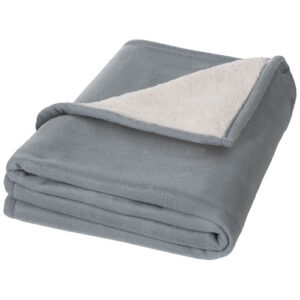 Springwood Decke aus weichem Fleece und Sherpa-Plaid - grau / offwhite