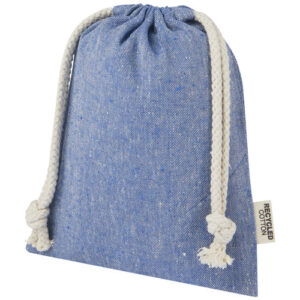 Pheebs 150 g/m² GRS Zuziehbeutel aus Recyclingbaumwolle klein 0,5 l - heather blau