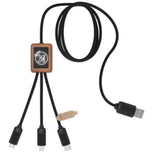 SCX.design C29 3-in-1 Bambuskabel mit Leuchtlogo - holz