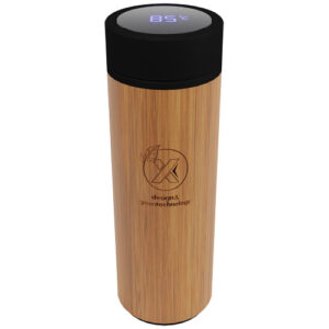 SCX.design D11 500 ml Smart Flasche  aus Bambus mit Leuchtlogo - holz