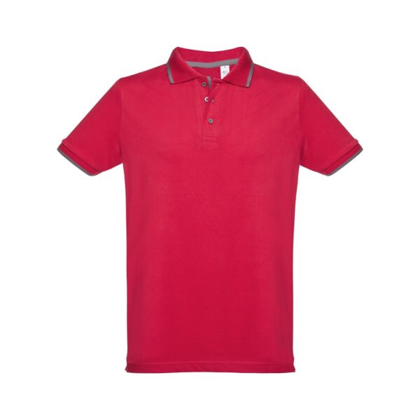 THC ROME. Zweifarbiges Baumwoll-Poloshirt für Herren - rot, XXL