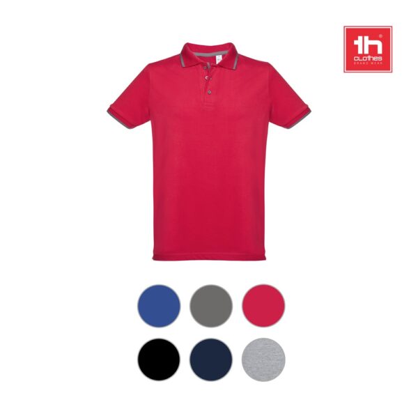 THC ROME. Zweifarbiges Baumwoll-Poloshirt für Herren