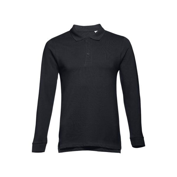 THC BERN. Langarm-Poloshirt für Herren aus kardierter Baumwolle - schwarz, XXL
