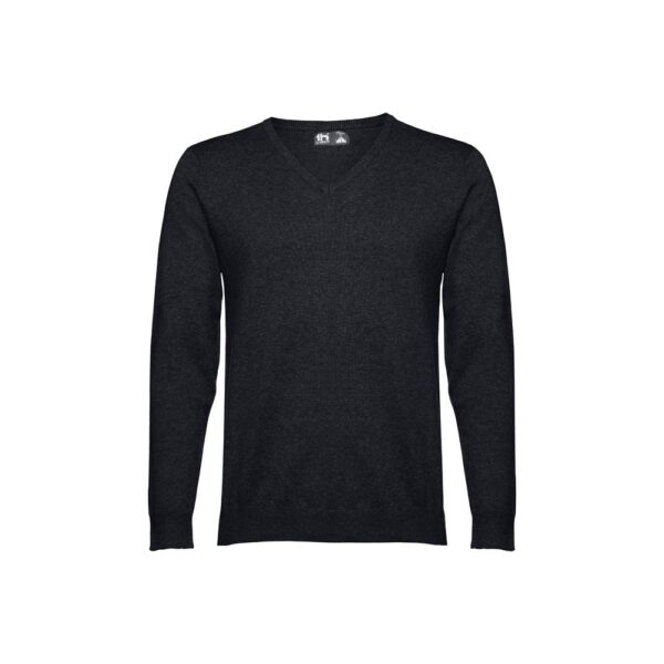 THC MILAN. Herren-Pullover mit V-Ausschnitt aus Baumwolle und Polyamid - schwarz, XXL