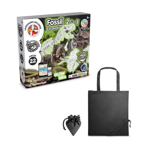 2 in 1 Fossil Excavation Kit V. Lernspiel lieferung inklusive einer faltbaren geschenktasche aus 190T - schwarz