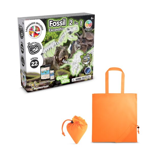 2 in 1 Fossil Excavation Kit V. Lernspiel lieferung inklusive einer faltbaren geschenktasche aus 190T - orange
