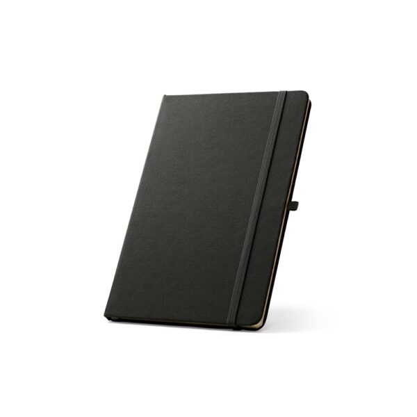 ANNE. A5 Notizbuch aus recyceltem Polyester (100% rPET) mit linierten Seiten - schwarz