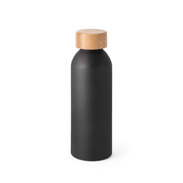 QUETA. Aluminiumflasche mit Bambusdeckel 550 ml - schwarz, 550 ml