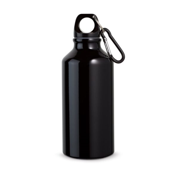 LANDSCAPE S. Aluminium-Sportflasche mit Karabiner 400 ml - schwarz, 400 mL