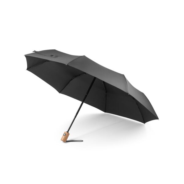 RIVER. Faltbarer Regenschirm aus recyceltem Polyester (100% rPET) 190T Pongé mit automatischer Öffnung und Schließung - schwarz