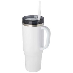 Melbourne 1200 ml RCS-zertifizierter Isolierbecher mit Strohhalm - weiss