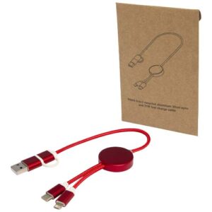Alasia 30 cm 5-in-1 Kabel aus recyceltem Kunststoff für Datenübertragung und 27W Schnellladung - rot