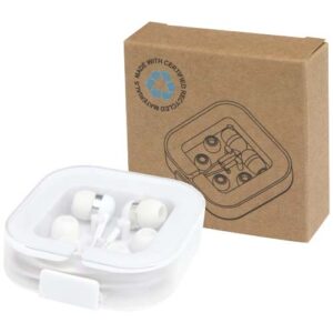 Baekdu kabelgebundenes Headset Typ-C mit Aufbewahrungsbox aus recyceltem Kunststoff - weiss