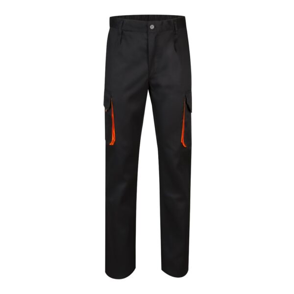 VL HYPNOS. Zweifarbige Twill-Hose mit mehreren Taschen (200 g/m²), aus Baumwolle (35 %) und Polyester (65 %) - schwarz, 60