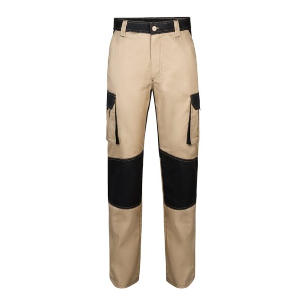 VL NJORD. Zweifarbige Twill-Hose mit mehreren Taschen (240 g/m²), aus Baumwolle (35%) und Polyester (65%) - beige, 60