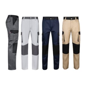 VL NJORD. Zweifarbige Twill-Hose mit mehreren Taschen (240 g/m²), aus Baumwolle (35%) und Polyester (65%) - grau, 60