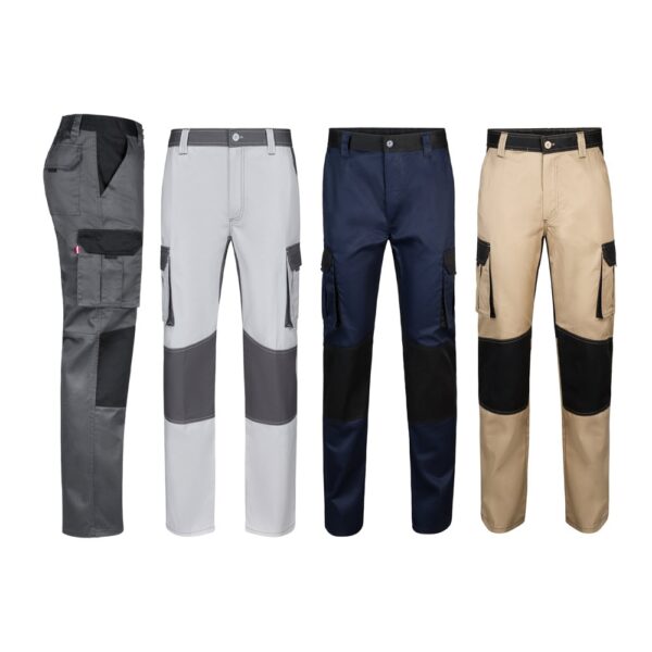 VL NJORD. Zweifarbige Twill-Hose mit mehreren Taschen (240 g/m²), aus Baumwolle (35%) und Polyester (65%) - grau, 60