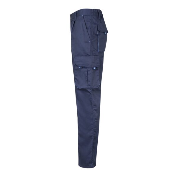 VL FIDES. Zweifarbige Stretch-Hose mit mehreren Taschen (240 g/m²), aus Baumwolle (46 %), EME (38 %) und Polyester (16 %)