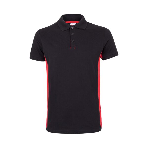 VL SUPAY. Zweifarbiges Piqué-Poloshirt (180 g/m²), kurzärmelig, aus Baumwolle (60%) und Polyester (40%) - schwarz, XS