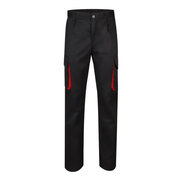 VL HYPNOS. Zweifarbige Twill-Hose mit mehreren Taschen (200 g/m²), aus Baumwolle (35 %) und Polyester (65 %) - schwarz, 60