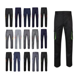 VL HYPNOS. Zweifarbige Twill-Hose mit mehreren Taschen (200 g/m²), aus Baumwolle (35 %) und Polyester (65 %) - grau, 52