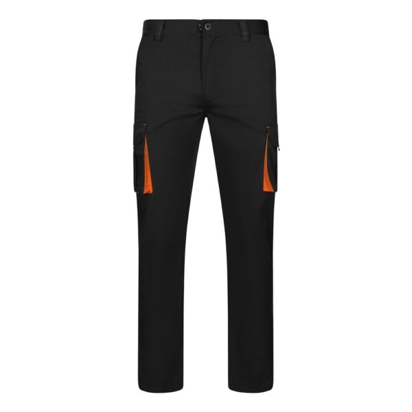 VL FIDES. Zweifarbige Stretch-Hose mit mehreren Taschen (240 g/m²), aus Baumwolle (46 %), EME (38 %) und Polyester (16 %) - schwarz, 60