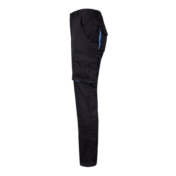 VL FIDES. Zweifarbige Stretch-Hose mit mehreren Taschen (240 g/m²), aus Baumwolle (46 %), EME (38 %) und Polyester (16 %)