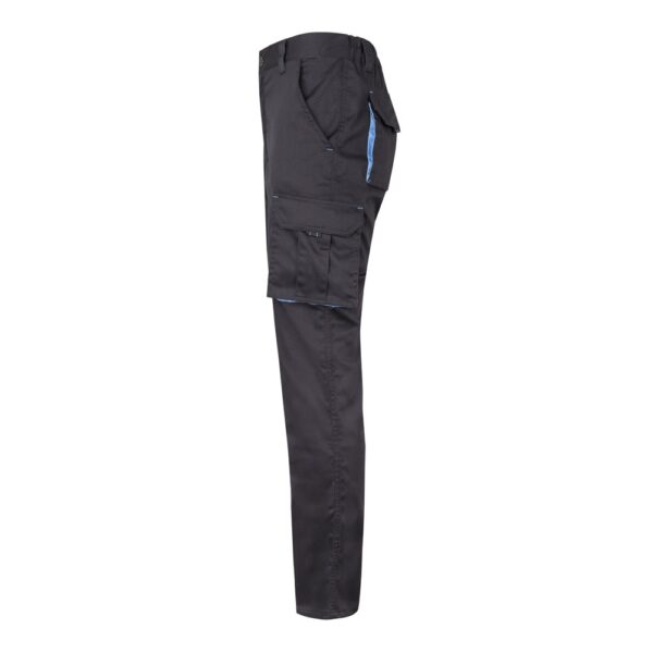 VL FIDES. Zweifarbige Stretch-Hose mit mehreren Taschen (240 g/m²), aus Baumwolle (46 %), EME (38 %) und Polyester (16 %)