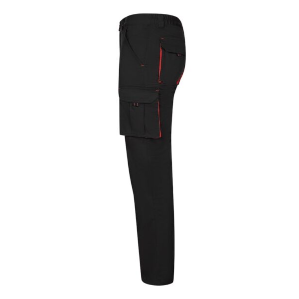 VL FIDES. Zweifarbige Stretch-Hose mit mehreren Taschen (240 g/m²), aus Baumwolle (46 %), EME (38 %) und Polyester (16 %)