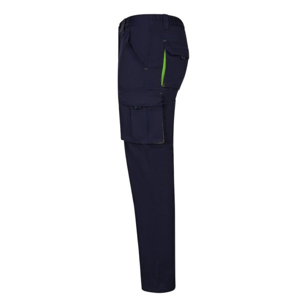 VL FIDES. Zweifarbige Stretch-Hose mit mehreren Taschen (240 g/m²), aus Baumwolle (46 %), EME (38 %) und Polyester (16 %)