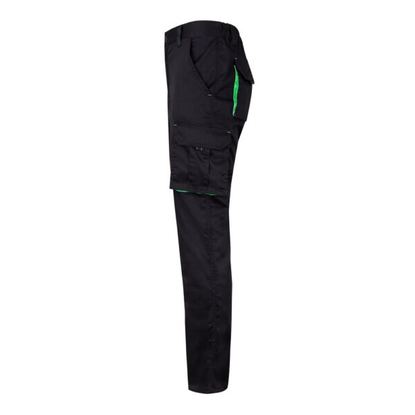 VL FIDES. Zweifarbige Stretch-Hose mit mehreren Taschen (240 g/m²), aus Baumwolle (46 %), EME (38 %) und Polyester (16 %)