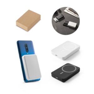 AMPERE 5. Magnetische Powerbank mit 5'000 mAh und superschnellem kabellosem Ladegerät (15 W) aus Recyceltes ABS (100% rABS)