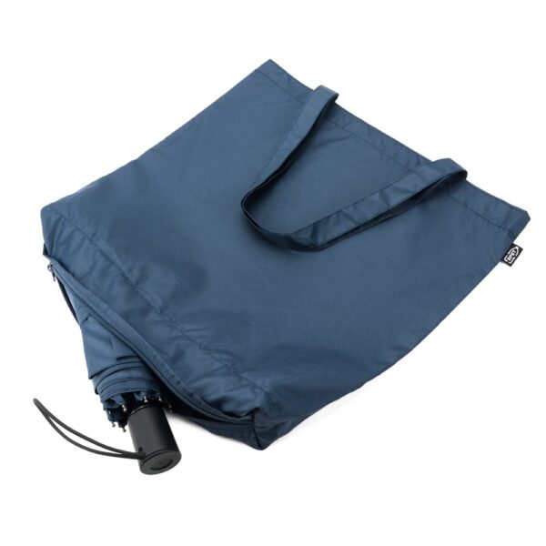 SKYLAR. 2-in-1-Regenschirm mit Einkaufstasche inklusive. Dieser ist aus recyceltem Polyester